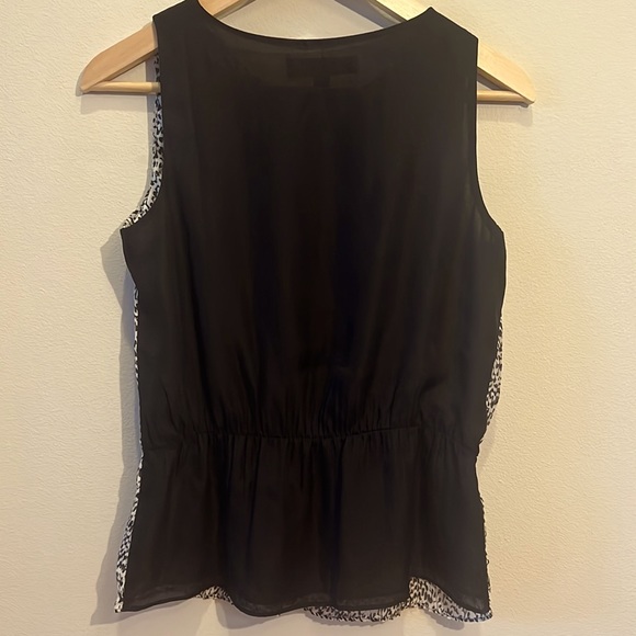 LOFT black n white sleeveless top with elastic waist - Picture 3 of 15